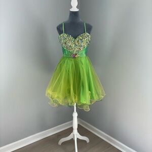 Alyce Paris Vibrant Green and Yellow Sequin Dress